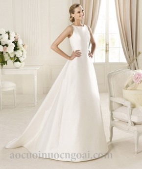 ao cuoi chu a co tron tay ngan don gian thanh lich