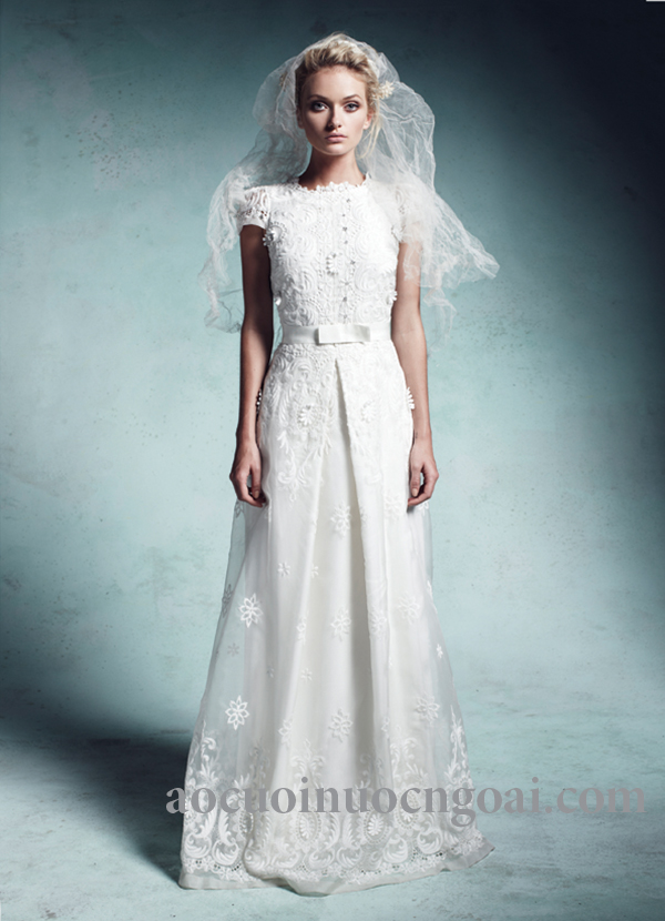 ao cuoi chu a co cao tay ngan kin dao