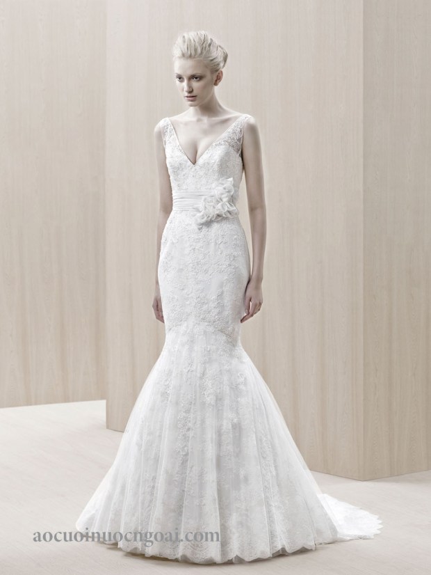 ao cuoi duoi ca cup nguc tung cat cao xoe nhe thanh lich