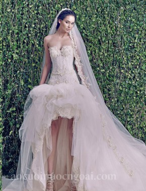 ao cuoi ngan dang mullet long lay cho co dau xinh dep