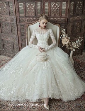 ao cuoi chu a ket ren noi an tuong dang cap