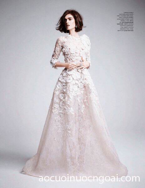 ao cuoi chu a dinh ren noi 3d