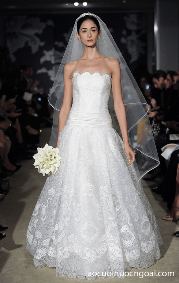 ao cuoi chu a cup nguc dinh ren chan vay 