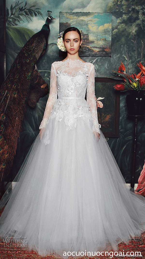 ao cuoi chu a tay dai co dien dap ren goi cam nu tinh 