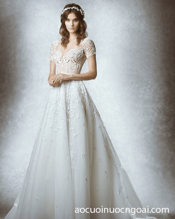 ao cuoi chu a dap ren trong suot 