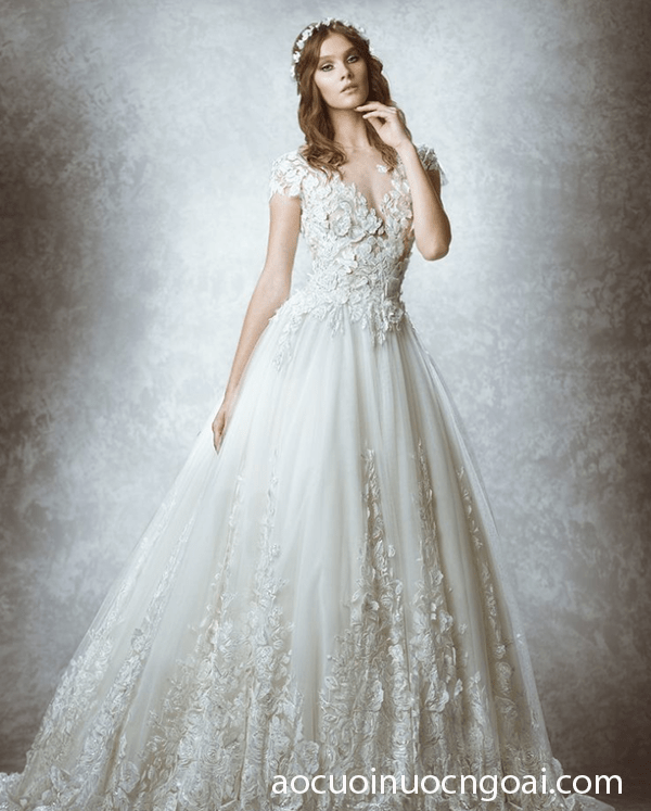 ao cuoi chu a dap ren tung xoe long lay 