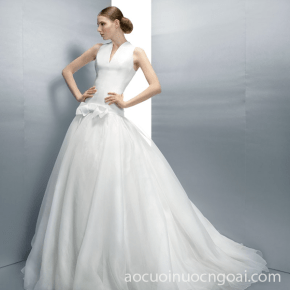 ao cuoi cong chua satin toi gian