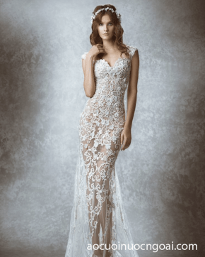 ao cuoi duoi ca tay ngan co tim chan trong suot dap ren goi cam