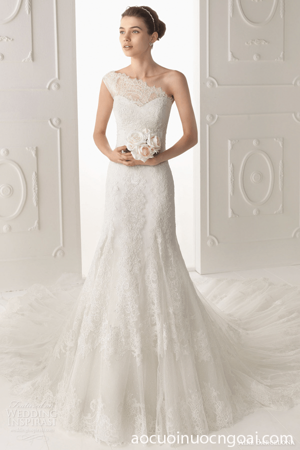 ao cuoi chu a lech vai dap ren hoa nu tinh 