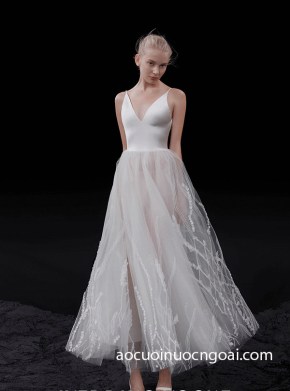 ao cuoi ngan dang a xoe don gian thanh lich va sang trong