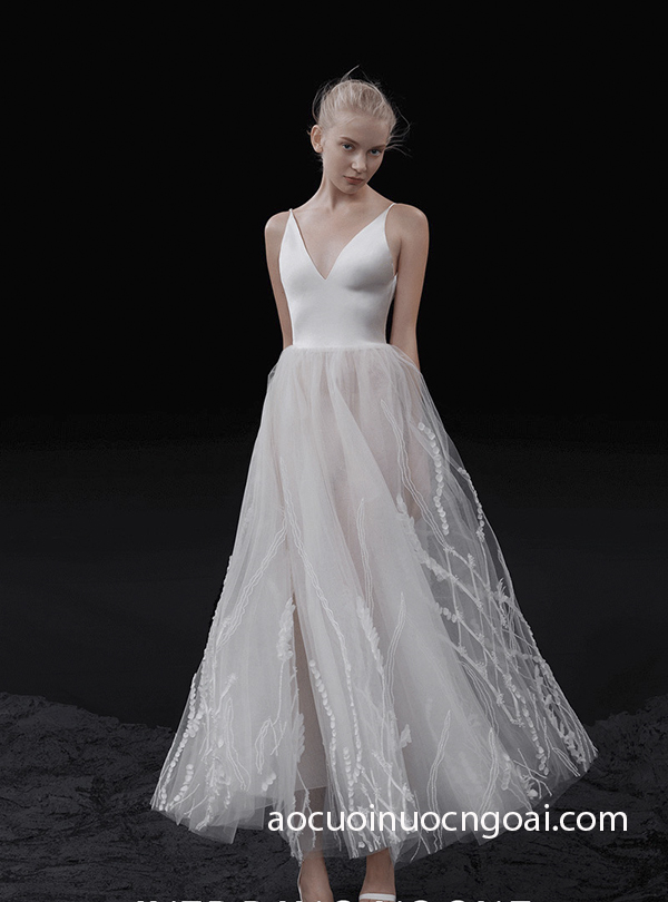 ao cuoi ngan dang a xoe don gian thanh lich va sang trong