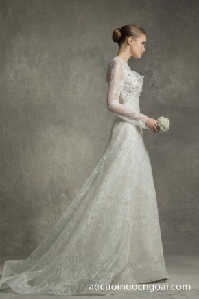 ao cuoi chu a tay dai dap ren co dien nu tinh quyen ru