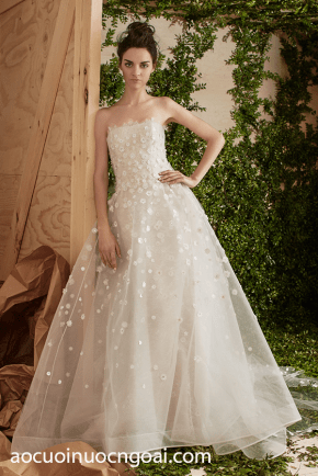 ao cuoi cong chua cup nguc ngang dinh ren long lay