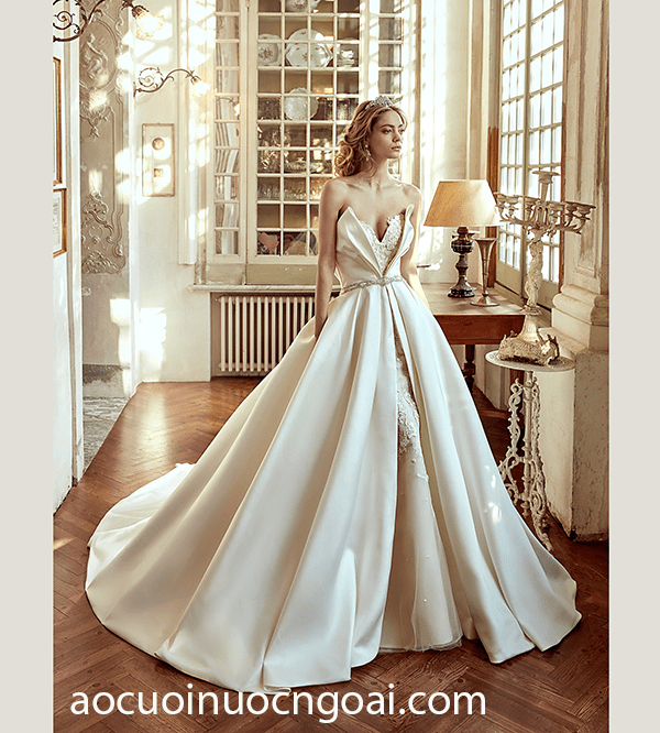 ao cuoi cong chua tung xoe cup tim