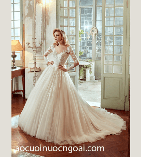 ao cuoi xoe cong chua cup tim tung dinh ren dep