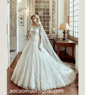 ao cuoi cong chua co thuyen tay lo ket ren dep