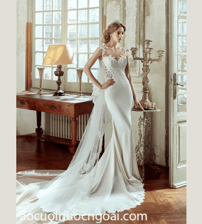 ao cuoi duoi ca satin don gian sang trong quy phai