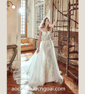 ao cuoi duoi ca dap ren co tung gia xinh dep long lay