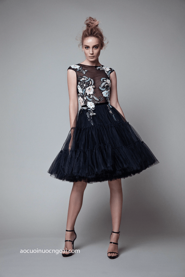 ao cuoi ngan theu hoa dang xoe tre trung