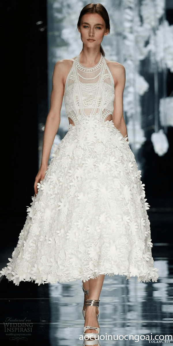 ao cuoi ngan midi co yem dinh hoa ren long lay sang trong 