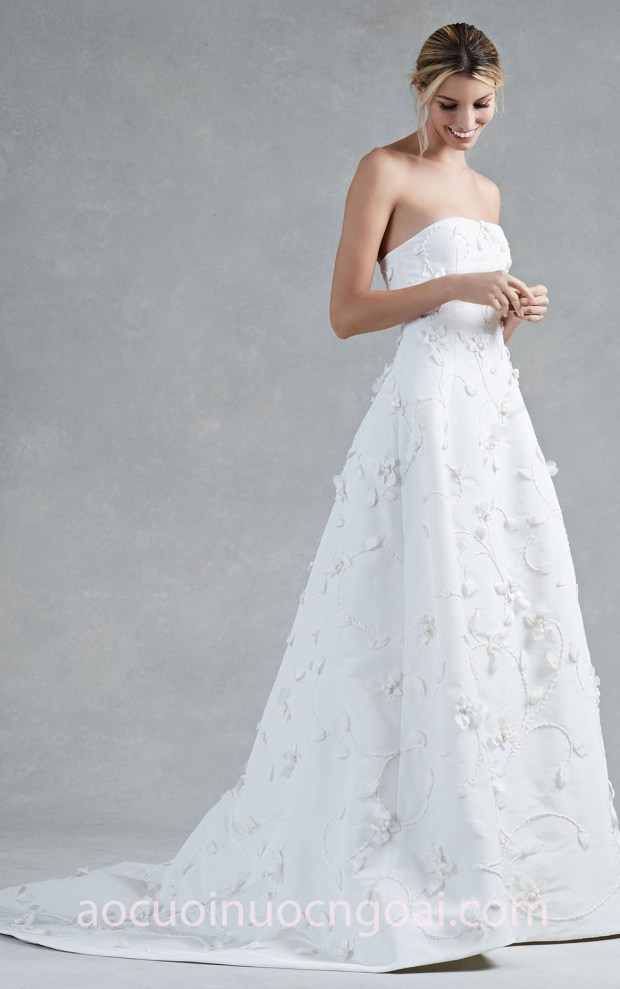 VÁY CƯỚI CÔNG CHÚA CÚP NGỰC ĐÍNH HOA NỔI 3D ẤN TƯỢNG NN4808 MAY VÁY CƯỚI ĐẸP tp hcm may áo cưới đẹp Sài Gòn áo cưới Meera Meera Fashion Concept