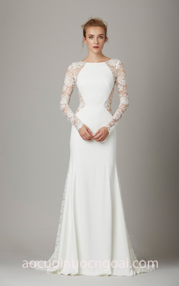 váy cưới đuôi cá ren cut out Lela Rose BRIDAL xưởng may áo cưới cao cấp meera meera fashion concept