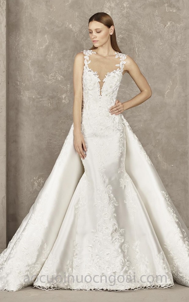 váy cưới đuôi cá đẹp Pronovias Priveé 2018 YONARA xưởng may áo cưới cao cấp tp hcm meera meera fashion concept