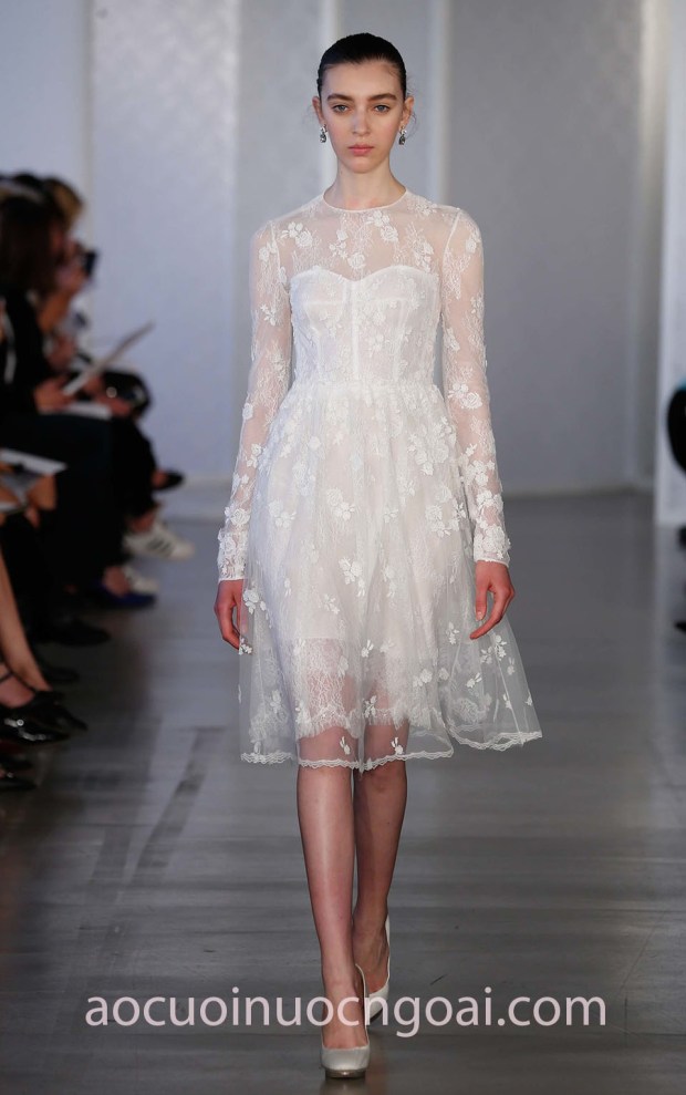 váy cưới ngắn thêu ren Oscar de la Renta xưởng may áo cưới đẹp tp hcm sài gòn meera meera fashion concept