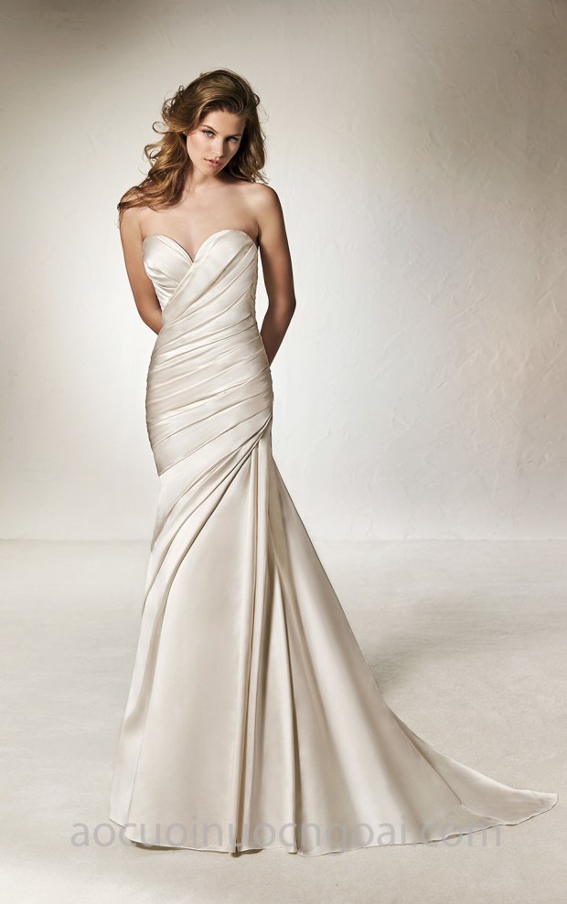 xưởng may váy cưới đẹp tp hcm sài gòn áo cưới đuôi cá cúp ngực Pronovias One 2018 Chantal