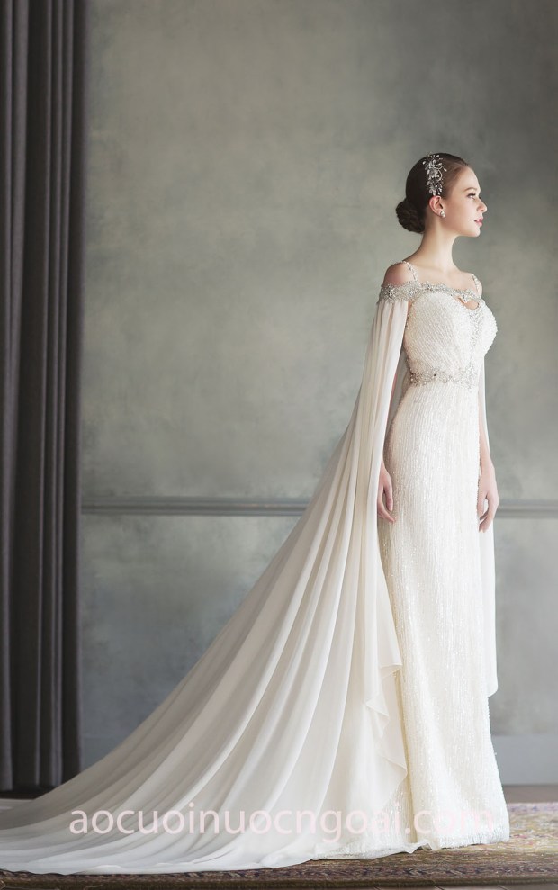 xưởng may váy cưới đẹp tp hcm sài gòn áo cưới meera meera fashion concept váy cưới cape Bonheur Sposa 