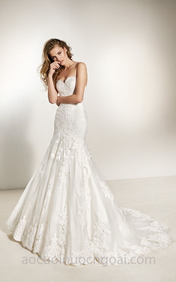 may áo cưới đuôi cá cúp ngực ren đẹp Pronovias One 2018 Charis xưởng may váy cưới sài gòn meera meera bridal
