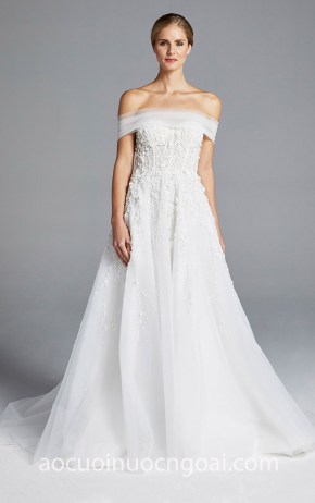 áo cưới trễ vai công chúa Anne Barge Spring 2019 KARLIE may váy cưới đẹp meera meera fashion concept