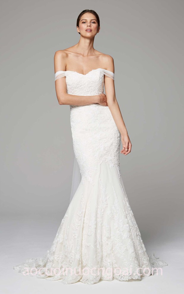 áo cưới đuôi cá trễ vai Anne Barge Fall 2018 RAVEN xưởng may áo cưới cao cấp meera meera fashion concept