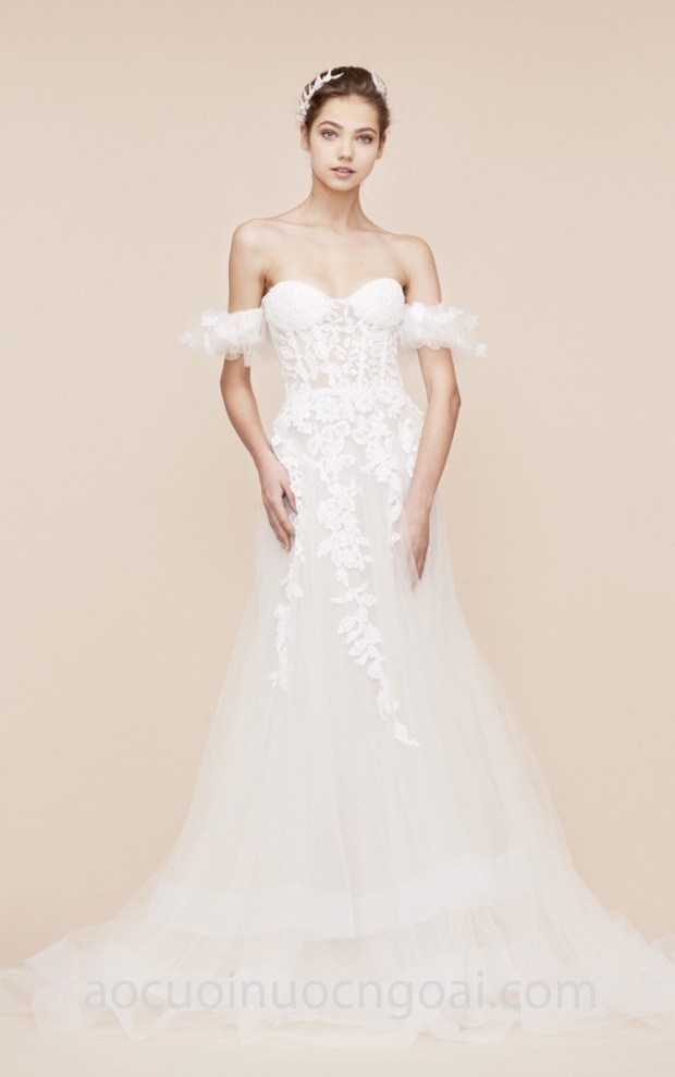 xưởng may áo cưới cao cấp meera meera fashion concept váy cưới công chúa trễ vai GEORGES-HOBEIKA-BRIDAL-EVORA