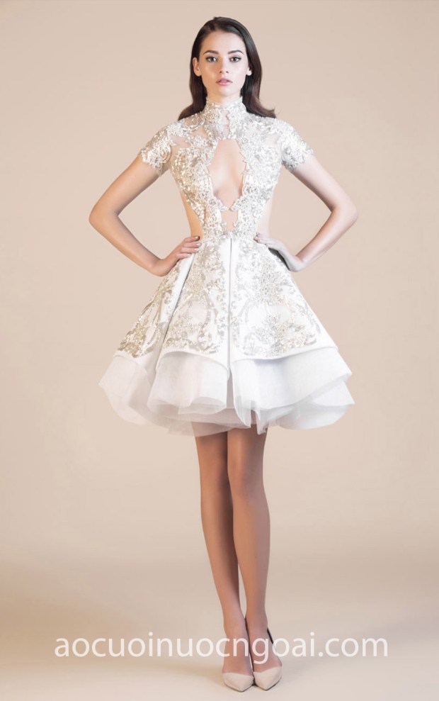 may ao cuoi dep sai gon tp hcm meera meera bridal vay cuoi cong chua tea length Mikael D SS17-13