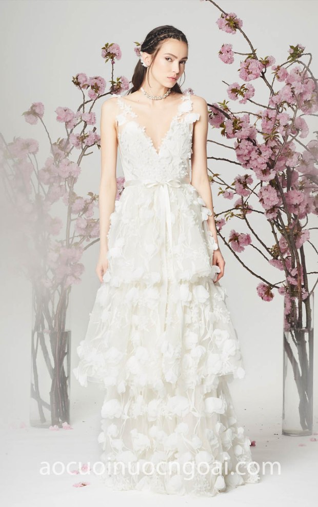 may vay cuoi dep tp hcm sai gon meera meera bridal ao cuoi cong chua theu ren hoa Marchesa Notte 2018 CALI