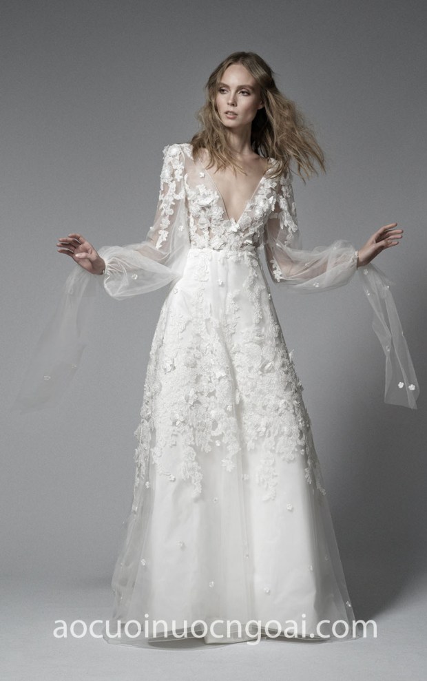 vay cuoi tuyet dep theu ren Elizabeth Fillmore Fall 2018 Cecily may ao cuoi dep tp hcm sai gon meera meera fashion concept