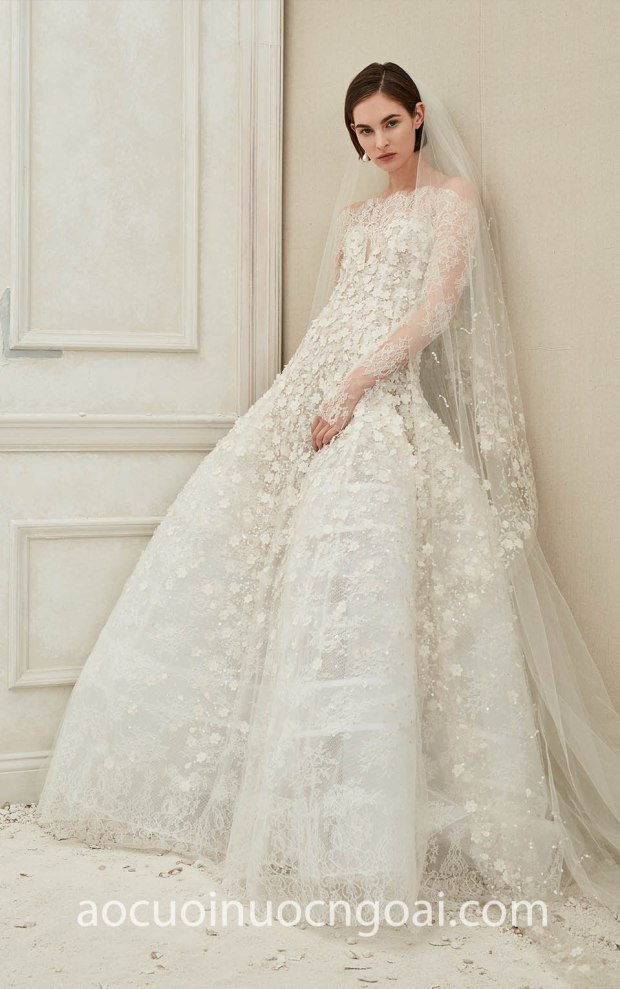xuong may ao cuoi dep tp hcm sai gon meera meera bridal vay cuoi cong chua oscar de la renta fall 2019 look 11