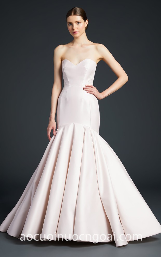 ao cuoi trumpet cup nguc hong pastel NN5833