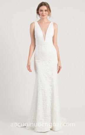 ao cuoi ren hoa la tuyet dep