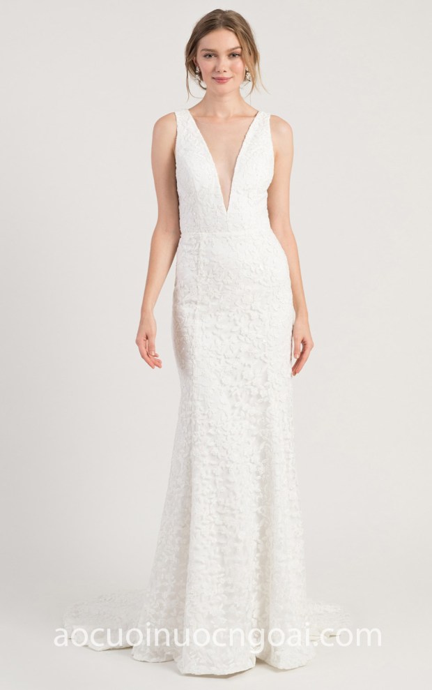 ao cuoi ren hoa la tuyet dep