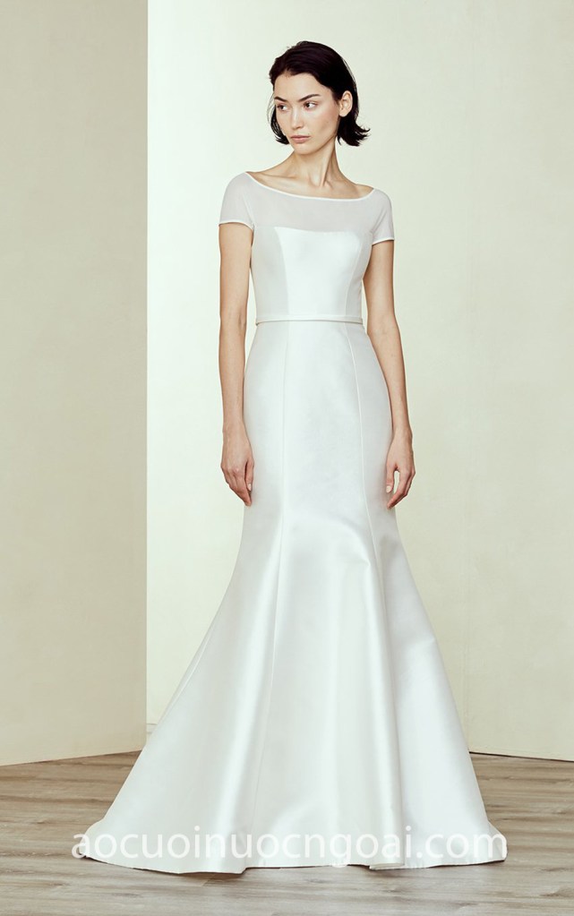 áo cưới đuôi cá satin tối giản nn6986