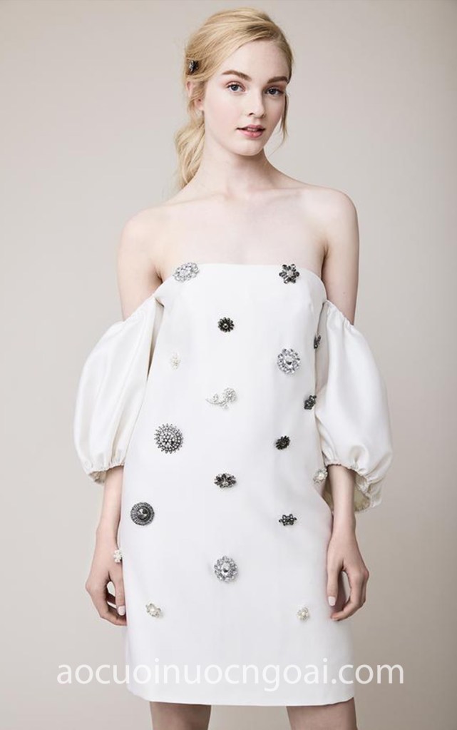 Áo cưới ngắn tay phồng