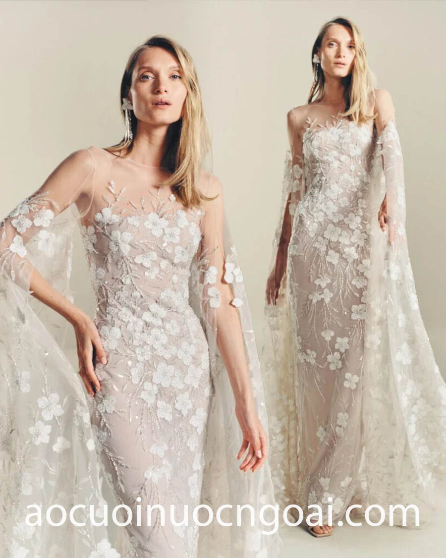 lace cape wedding dress design