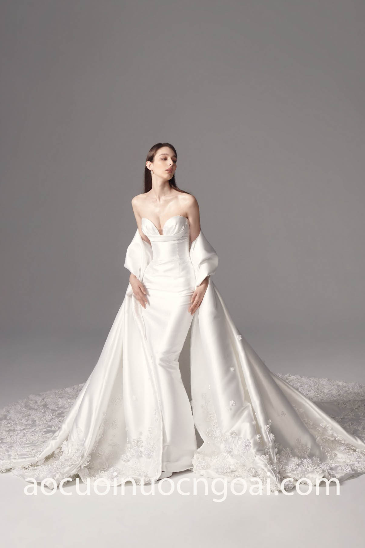 removable 3d floral bridal cape design