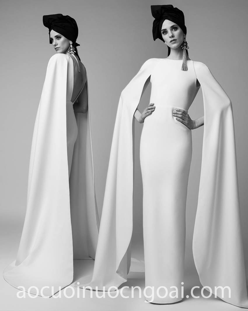thiết kế váy cưới có tay áo choàng