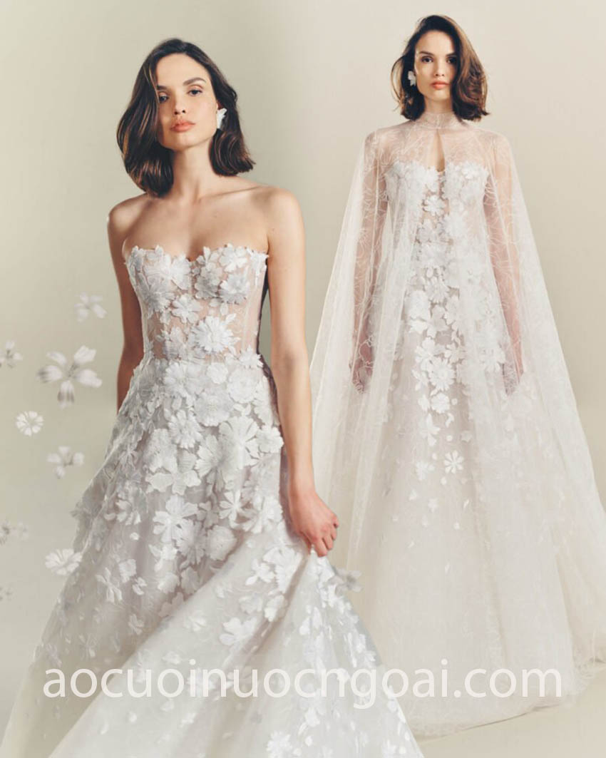 mẫu váy cưới kèm áo choàng tháo rời