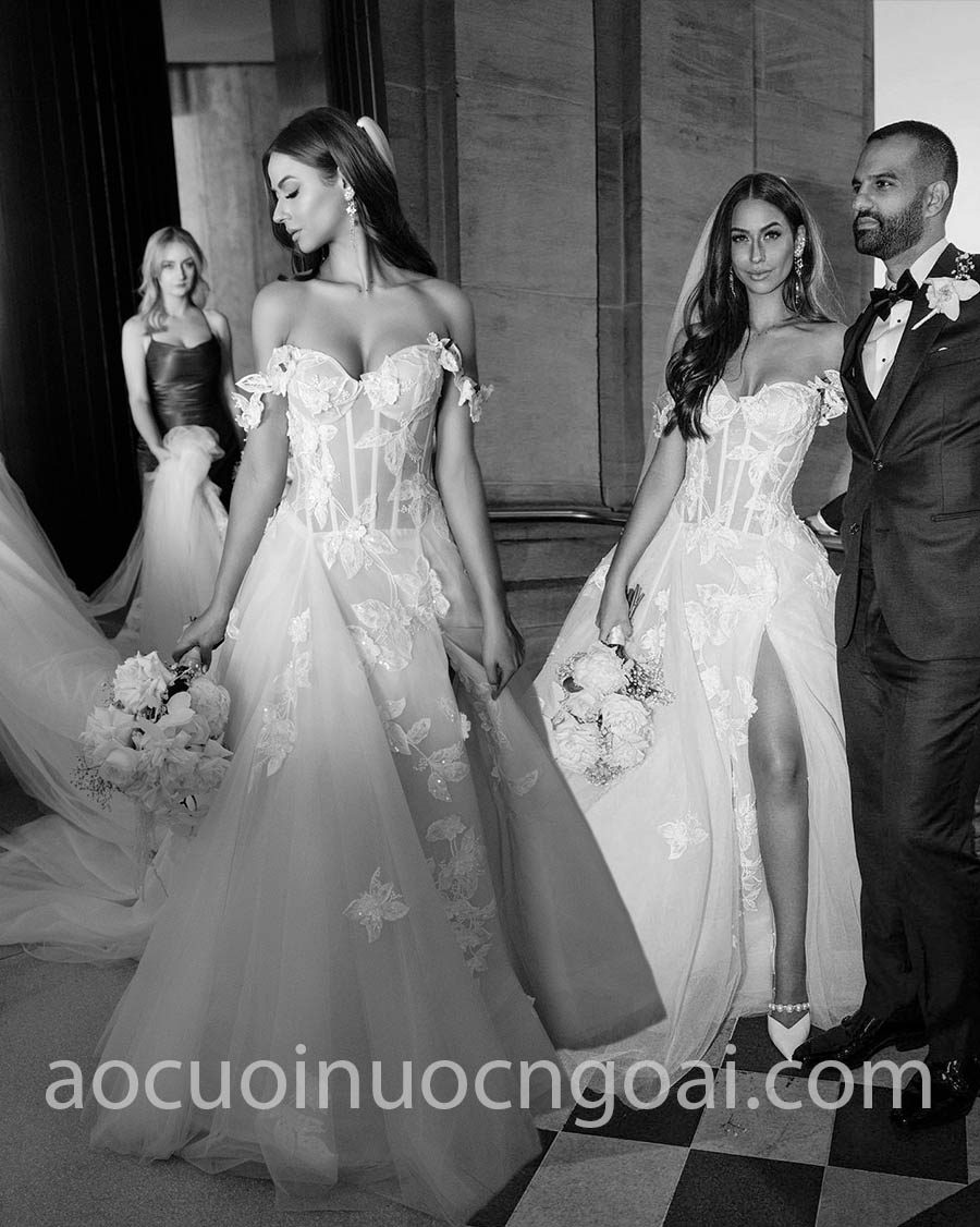 lace drop waist wedding gown