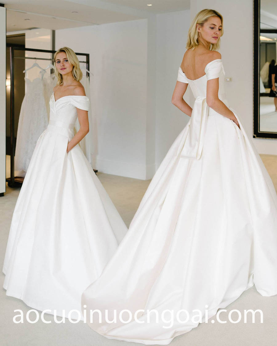contemporary dropped waist wedding dress