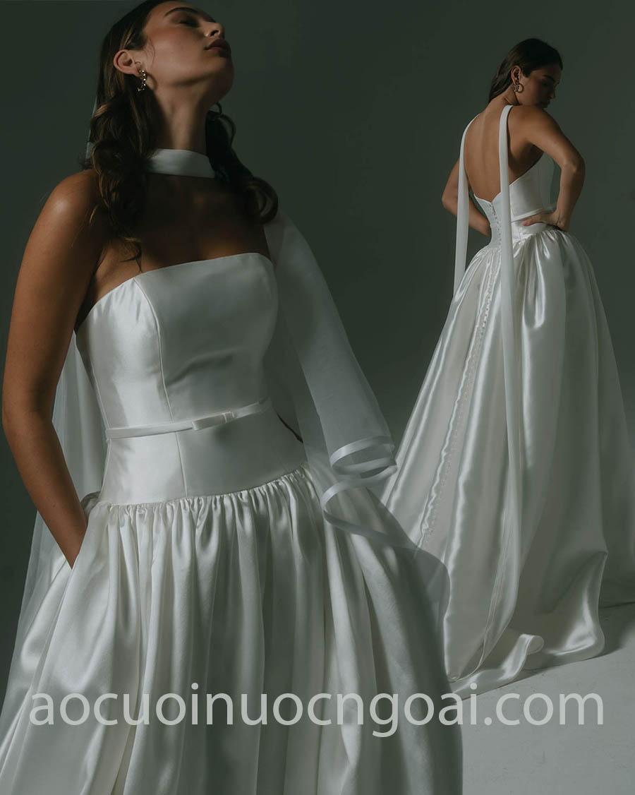 dropped waist wedding gown